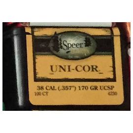 Speer UNI-COR 38 cal .357 140gr ucsp